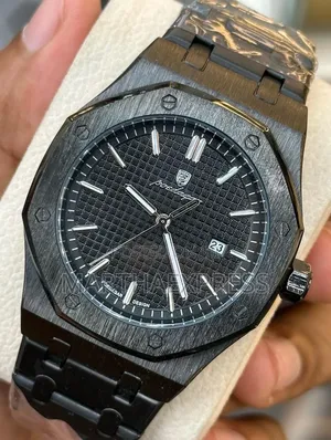 POEDAGAR King Oak Quartz Men's Watch. FULL Black