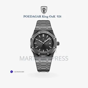 POEDAGAR King Oak Quartz Men's Watch. FULL Black