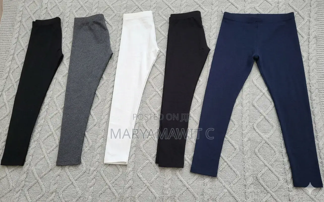 5-Pack Girls' Cotton Stretch Leggings (Multi-Color) – Age 12