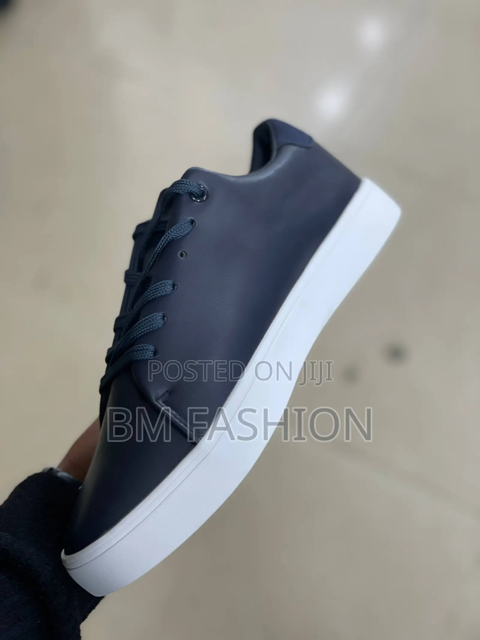 Ck Blue Black Mens Leather Calvin Klein Elegant Flat Footwear