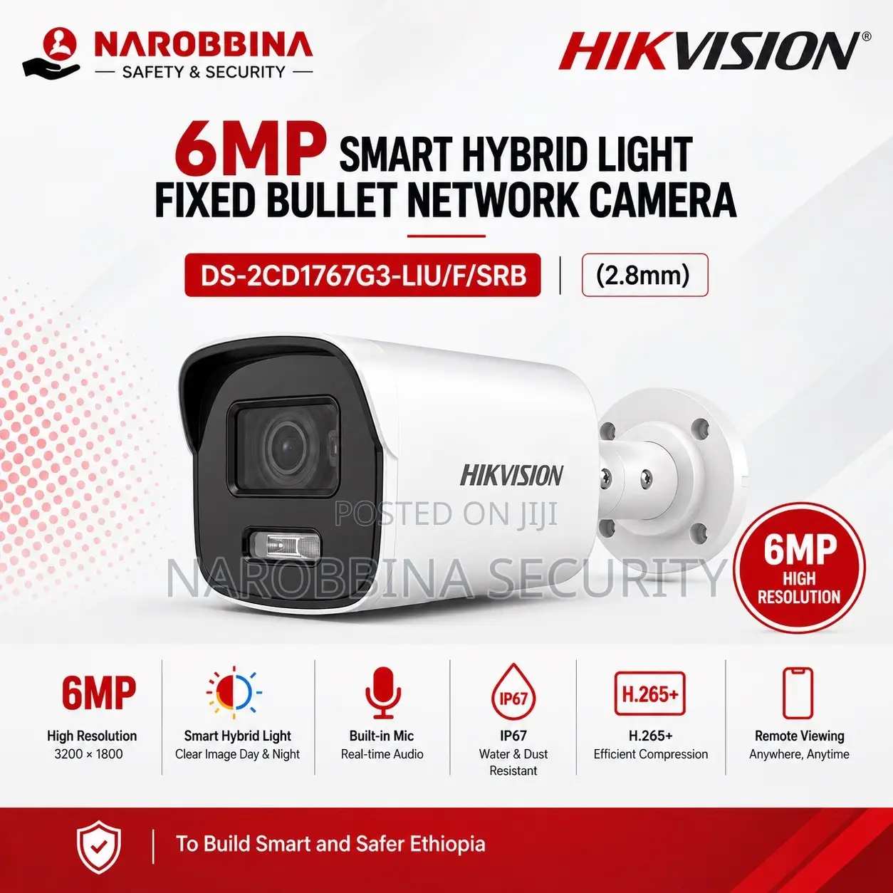 6MP Smart Hybrid Light Fixed Bullet Network Camera