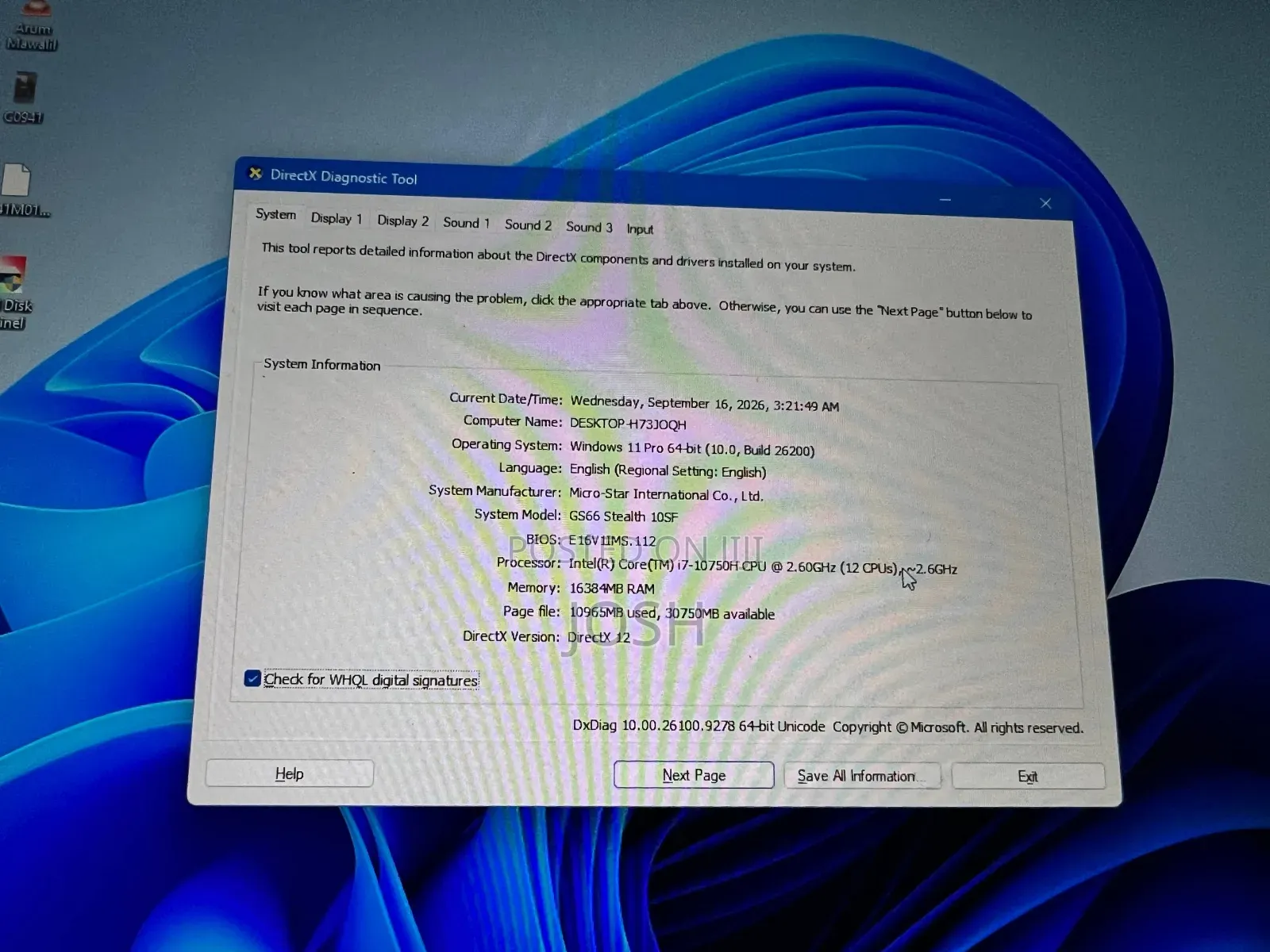 Laptop MSI 16GB Intel Core i7 SSD 1T