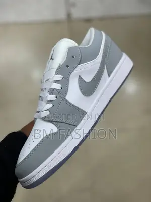 Air Jordan 1 Low Gray X WHITE Mens Everyday Wear Stylish Sneakers