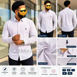 Men’s Premium Striped Long-Sleeve Shirt | Smart Casual/ Shemiz/