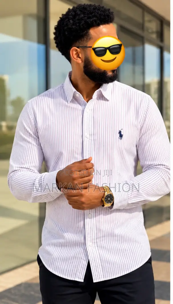 Men’s Premium Striped Long-Sleeve Shirt | Smart Casual/ Shemiz/