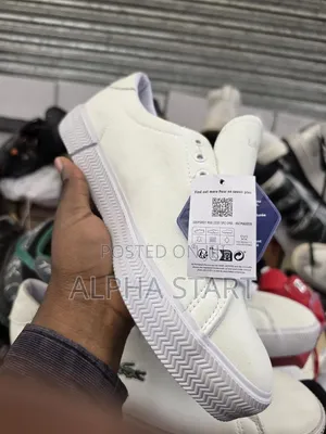 LACOST Full White High Master Quality Flat Lather Shoes for You