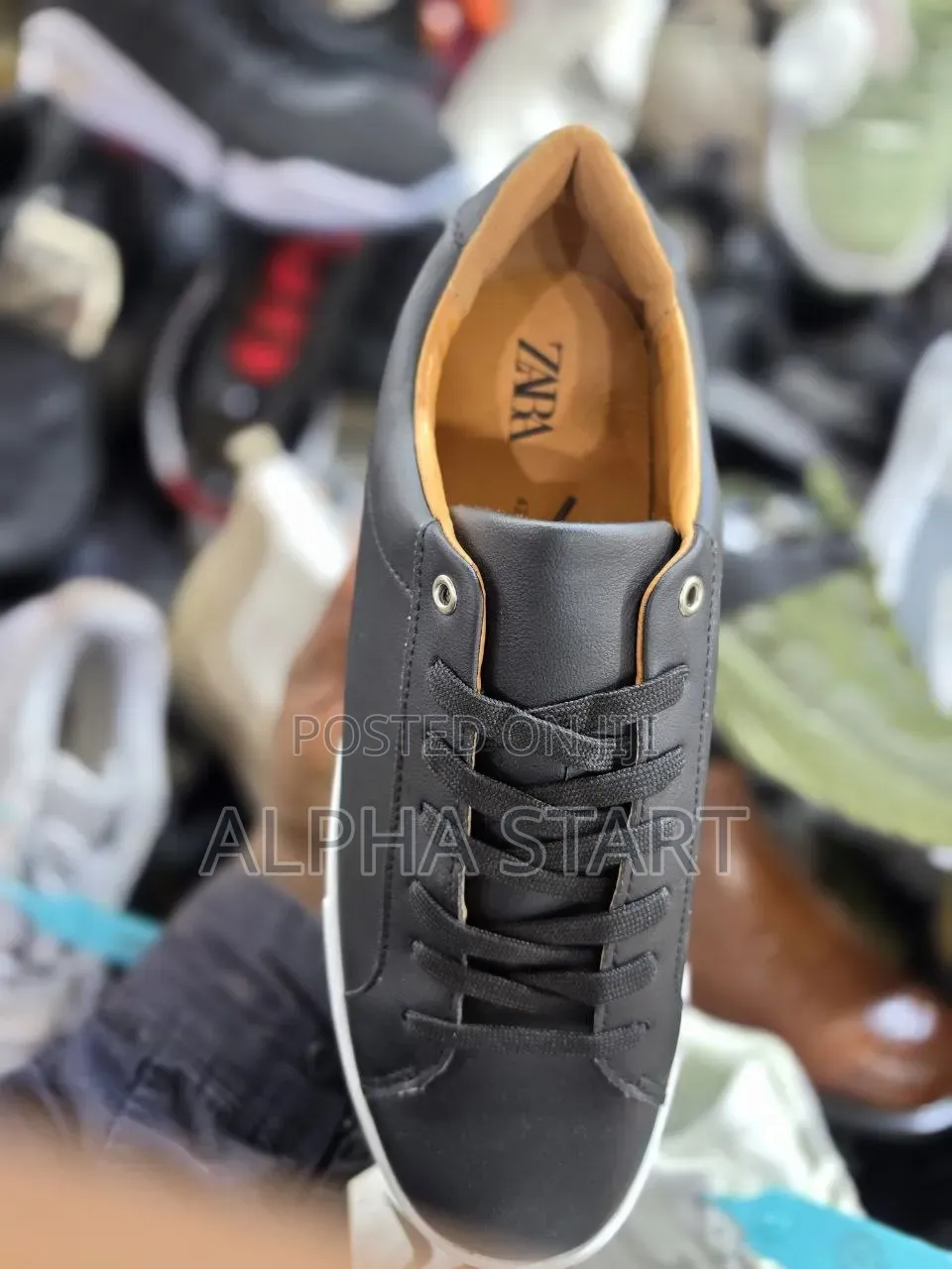 Zara Black High Master Quality Flat Lather Shoes for Man's