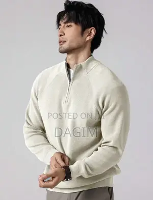 European Standard Men’s Cream Quarter Zip Sweater