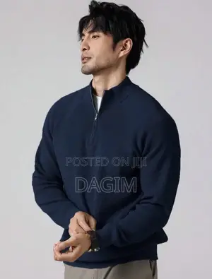 European Standard Men’s Navy Blue Quarter Zip Sweater