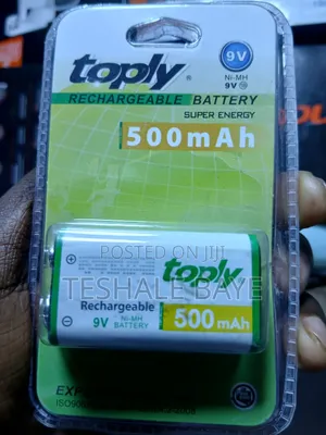 Toply 9V 500mAh Rechargeable Battery (ቶፕሊ 9 ቮልት ቻርጅ የሚደረግ ባትሪ)