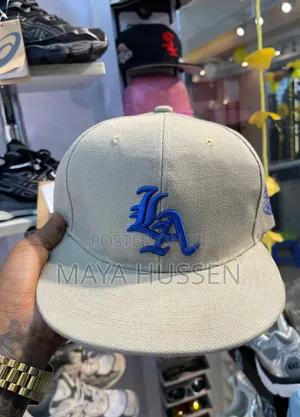 Los Angeles Dodgers Custom Fitted Cap - Light Khaki / Royal Blue