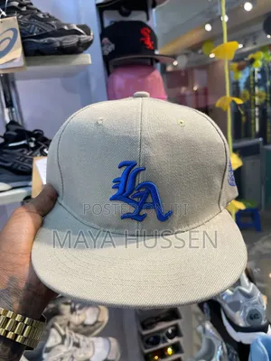 Los Angeles Dodgers Custom Fitted Cap - Light Khaki / Royal Blue