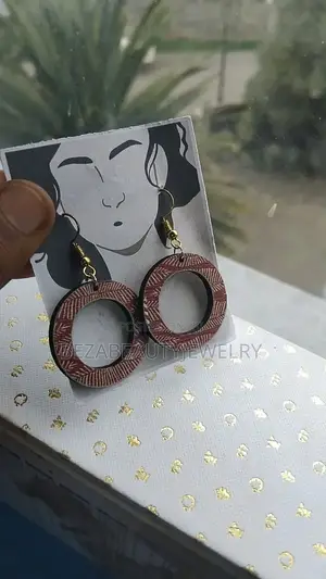 Handcrafted Wooden Dangle Earrings – Tribal / Boho Geometric Design