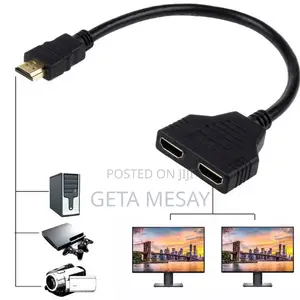 1 in 2 Out HDMI Splitter Cable - Dual Screen Display Adapter