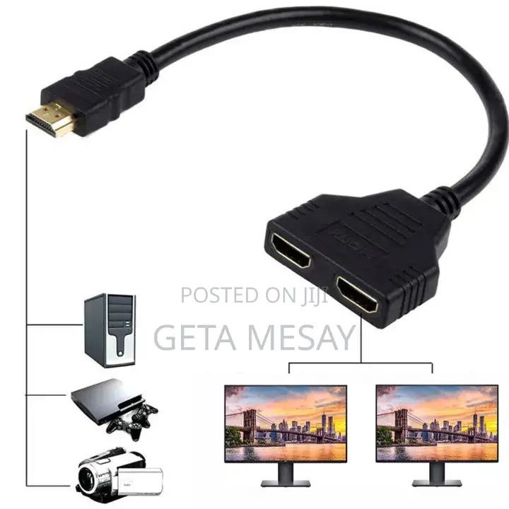 1 in 2 Out HDMI Splitter Cable - Dual Screen Display Adapter