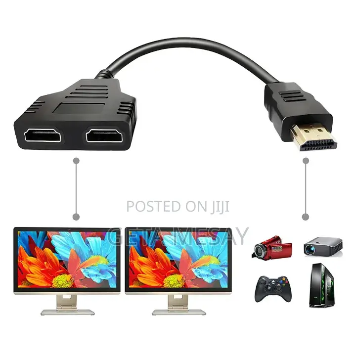 1 in 2 Out HDMI Splitter Cable - Dual Screen Display Adapter