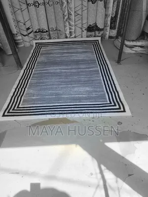 Minimalist Grey Black Striped Border Carpet / Rug - Brand New