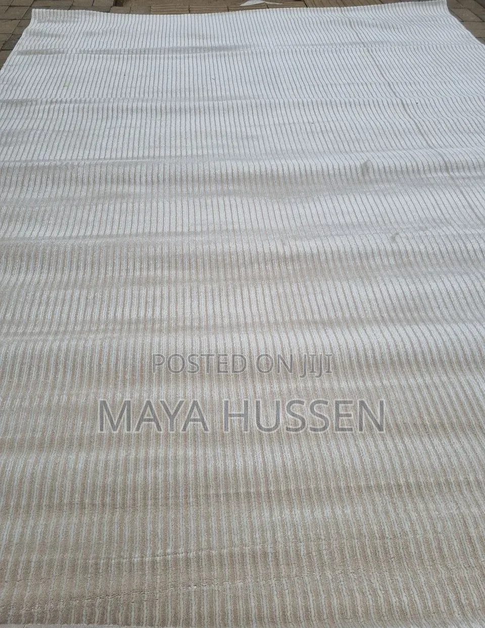 Minimalist Beige Cream Ribbed/Striped Carpet - Brand New