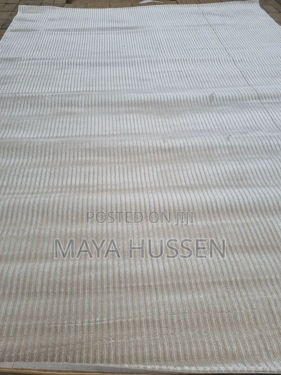 Minimalist Beige Cream Ribbed/Striped Carpet - Brand New