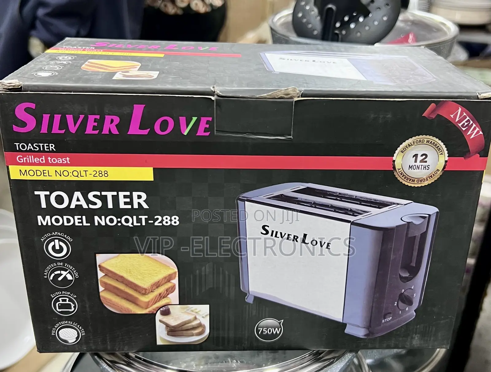 Silver Love Slice Toaster for Grilled 2slice Toast - (750W