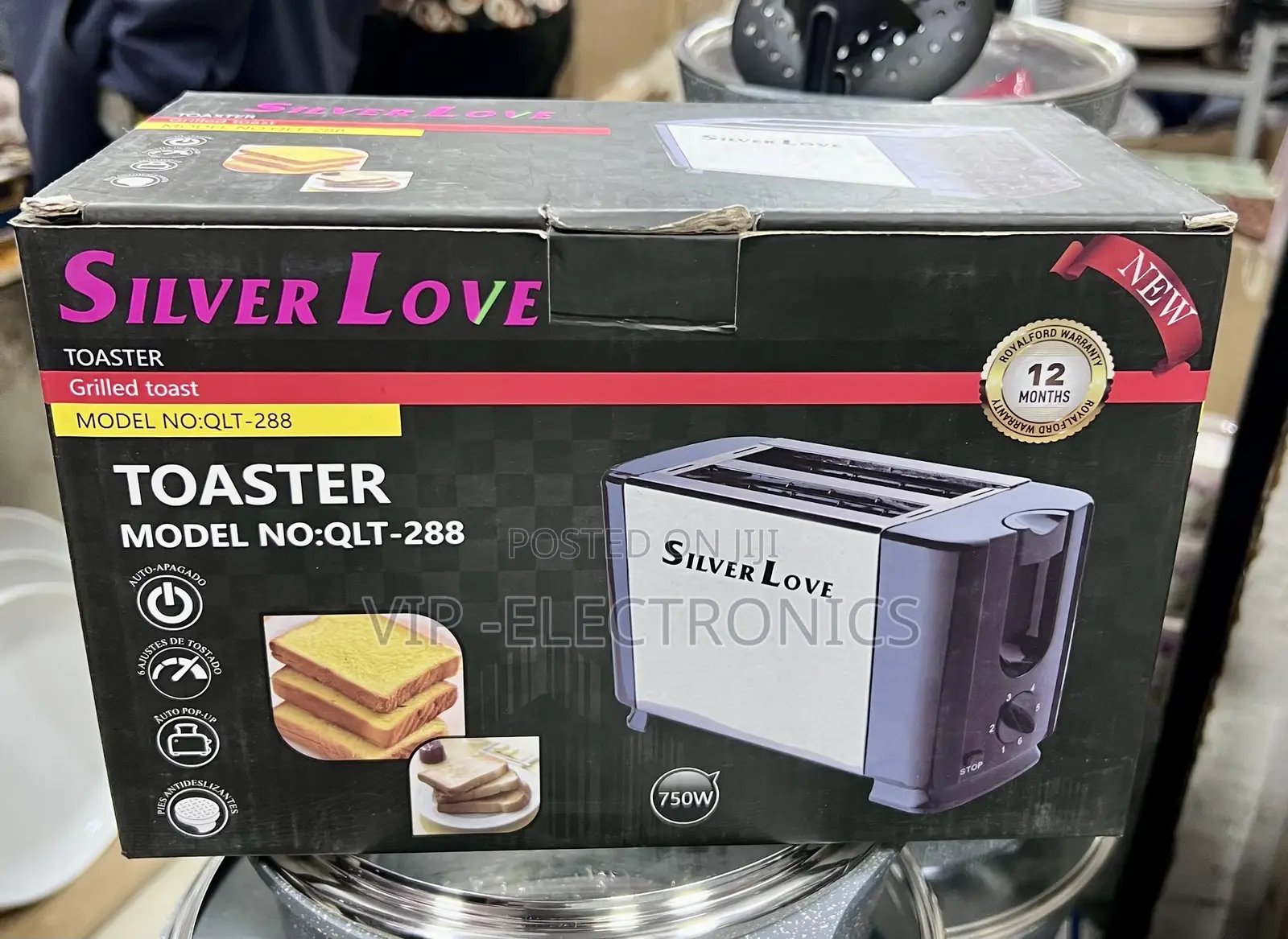Silver Love Slice Toaster for Grilled 2slice Toast - (750W
