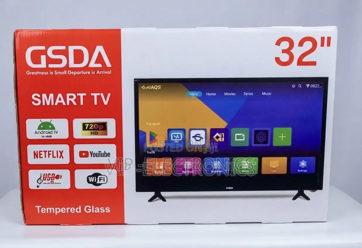 GSDA 32 Inch TV Smart Android 14.0 original – Tempered Glass Display