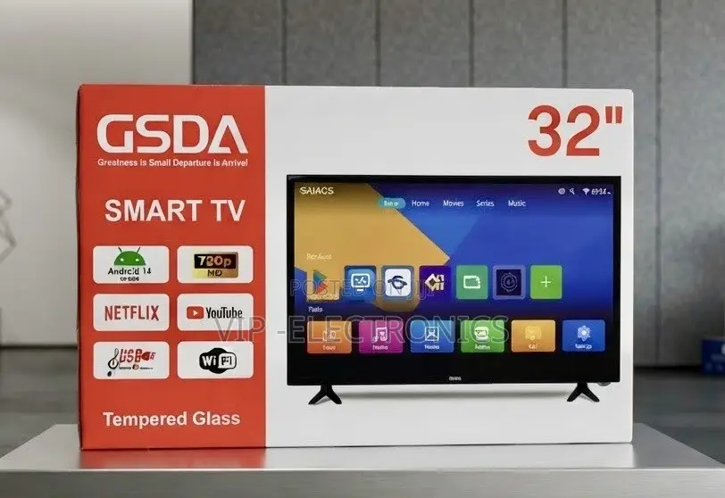 GSDA 32 Inch TV Smart Android 14.0 original – Tempered Glass Display