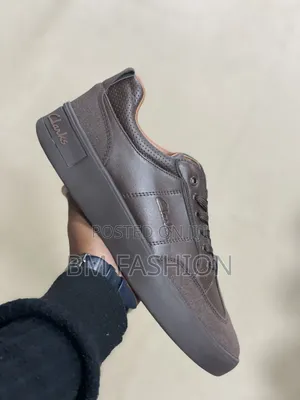 Clarks Smart Casual Leather Sneakers Dark Brown