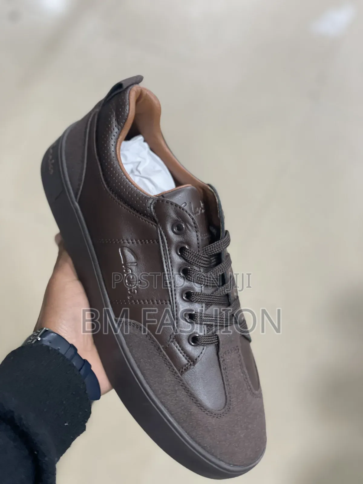Clarks Smart Casual Leather Sneakers Dark Brown