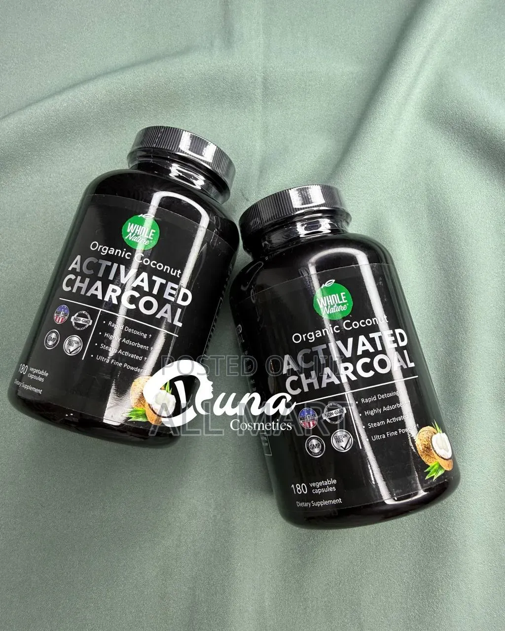Pure Coconut Activated Charcoal Capsules 180 Charcoal Pills