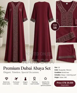 Burgundy Dubai Abaya – Size 58