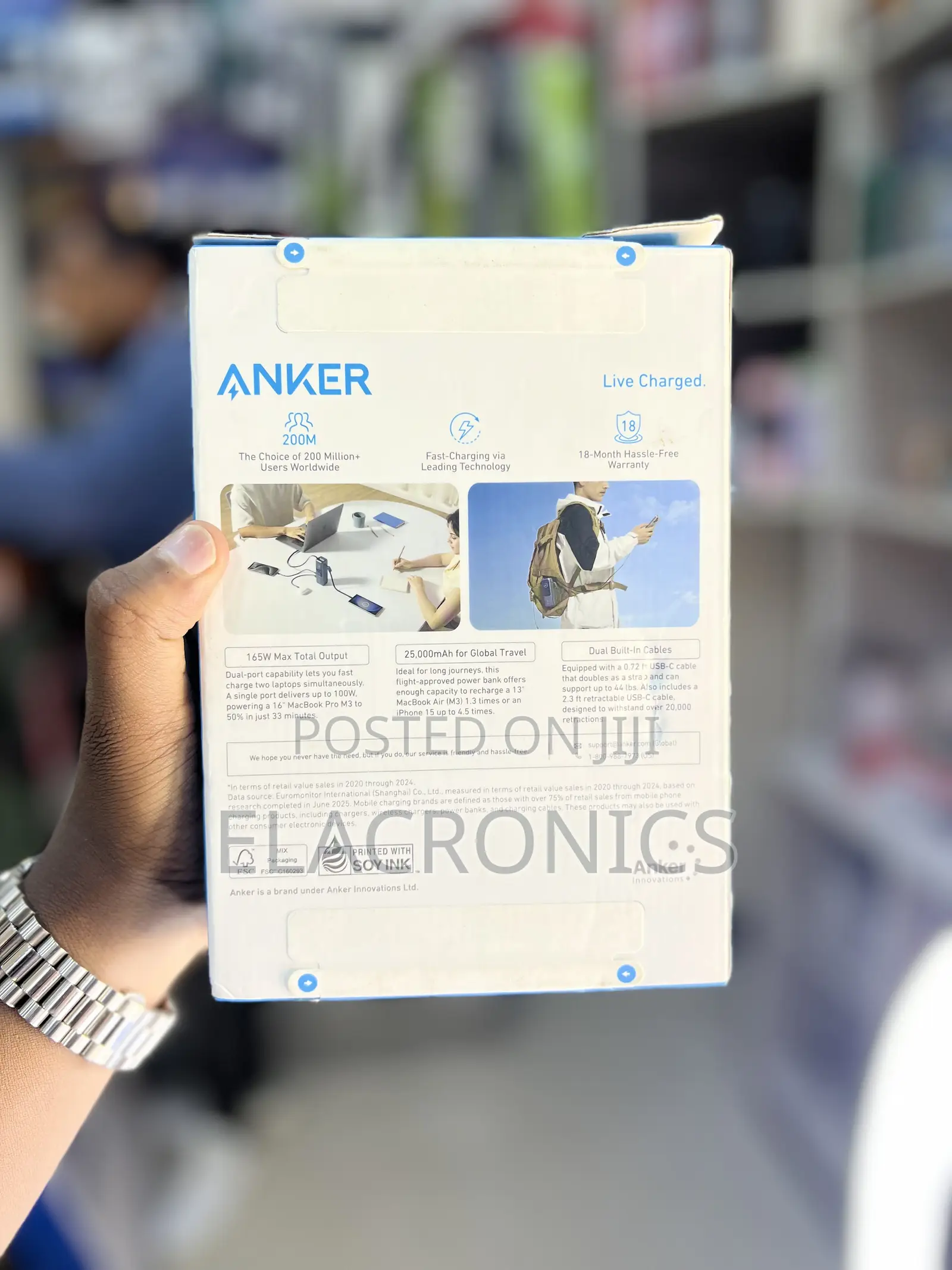 Anker Power Bank 25000mAh 165W (Built-in Cable Fast Charge)