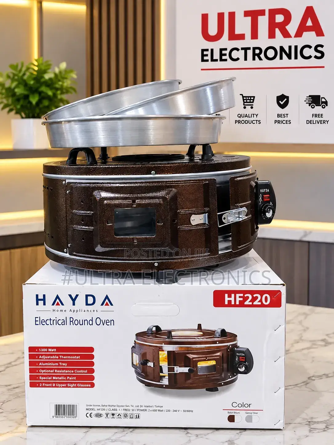HAYDA HF220 Electrical Round Oven የኤሌክትሪክ ዙር ኦቨን Hf220 በቤት ውስጥ