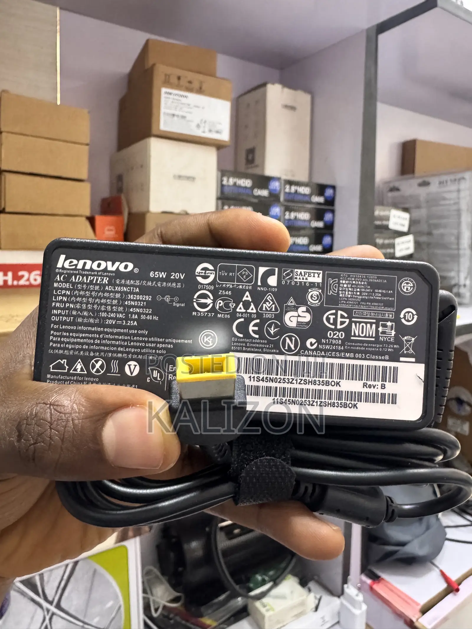 የሌኖቮ ላፕቶፕ ቻርጀር (Lenovo Laptop Adapter)square Tip 65W Original Quality