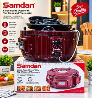 Samdan Large Round Oven – 1900W በቤትዎ ውስጥ ፒዛ፣ ዳቦ፣ ኬክ፣ ዶሮ፣ ስጋ