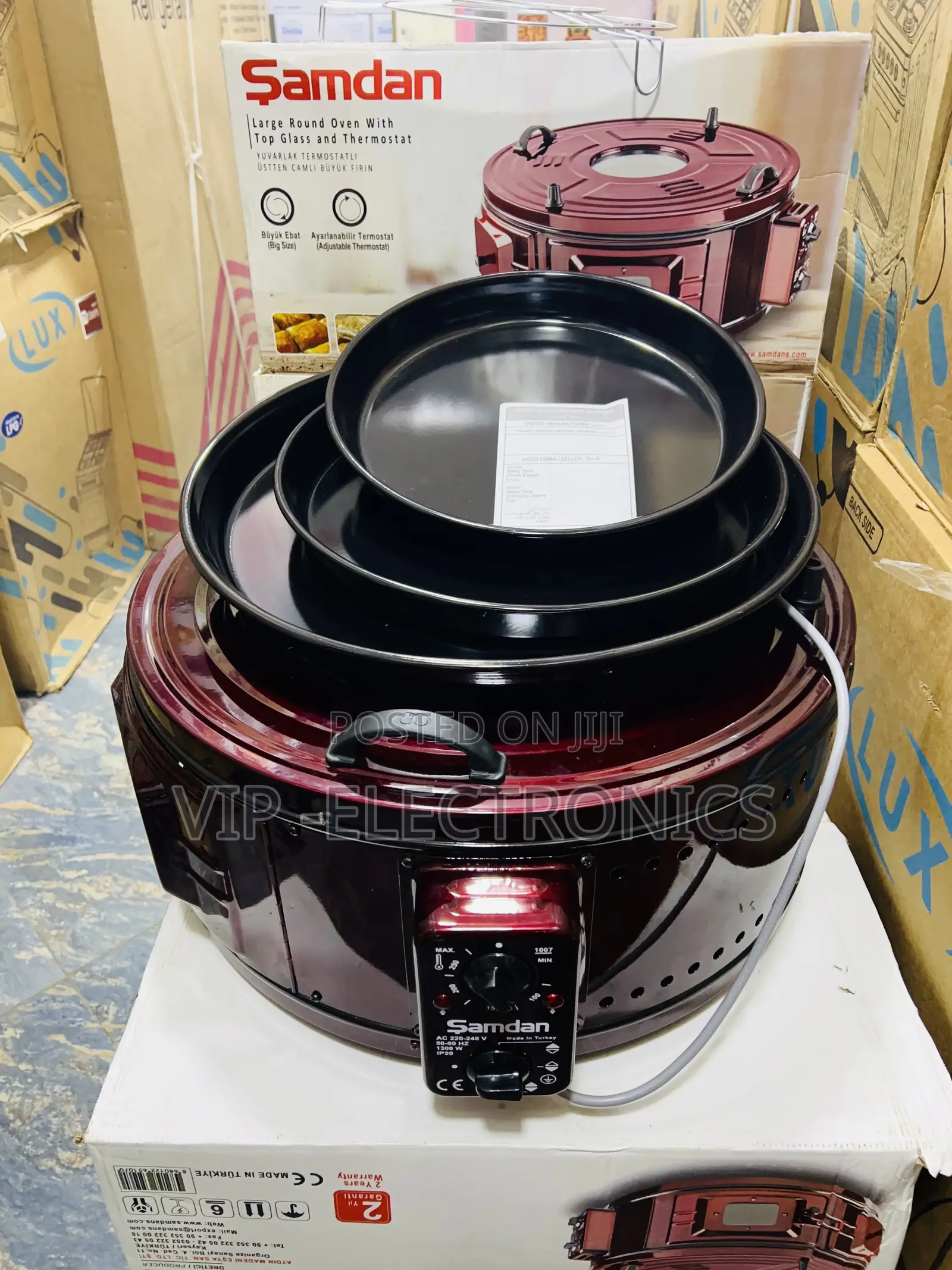 Samdan Round Electric Oven – Top Glass Adjustable Thermostat | 1000W