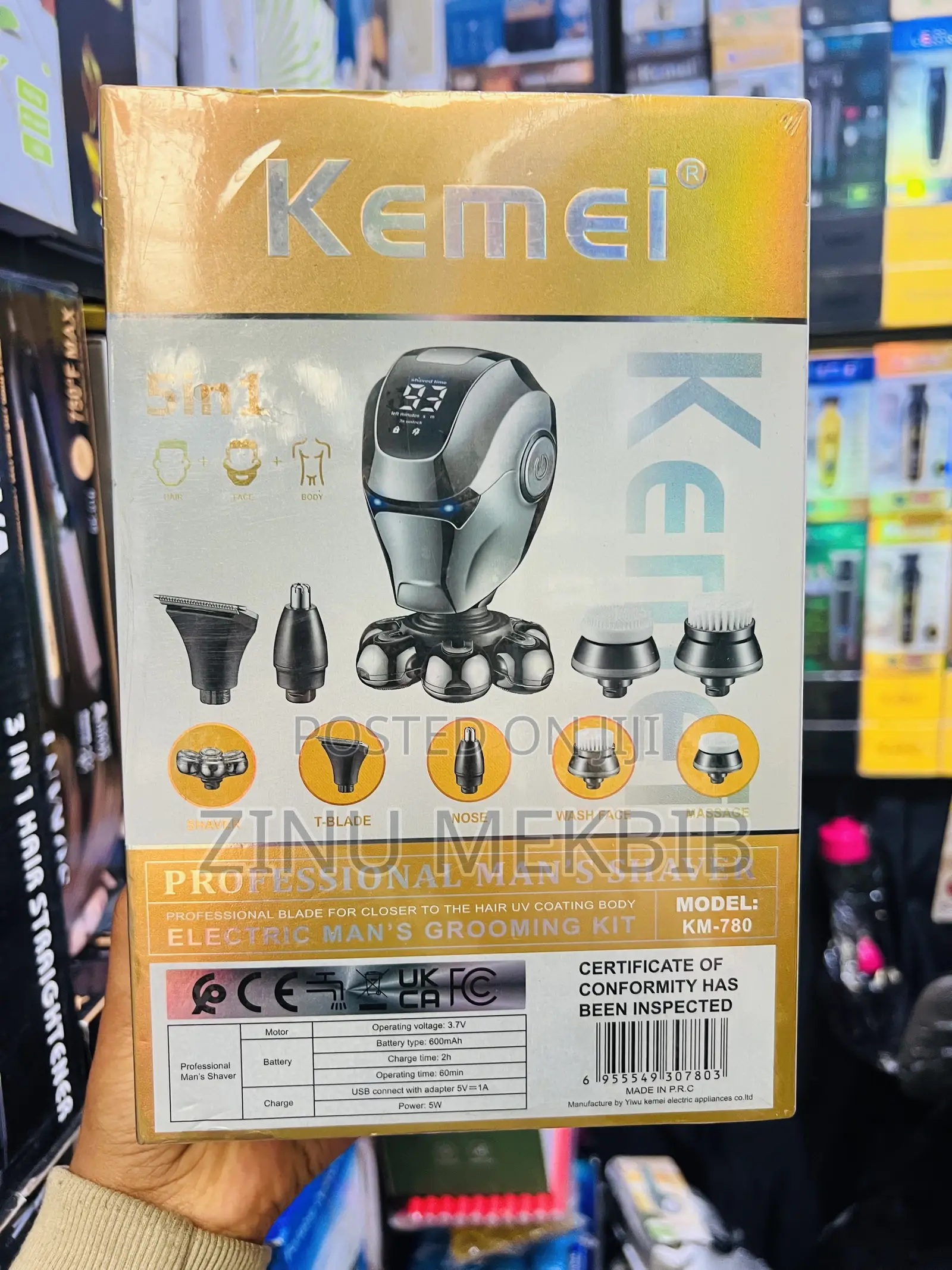 Kemei 5in1 Shever,T-Blade,Nose,Wash Face and Face