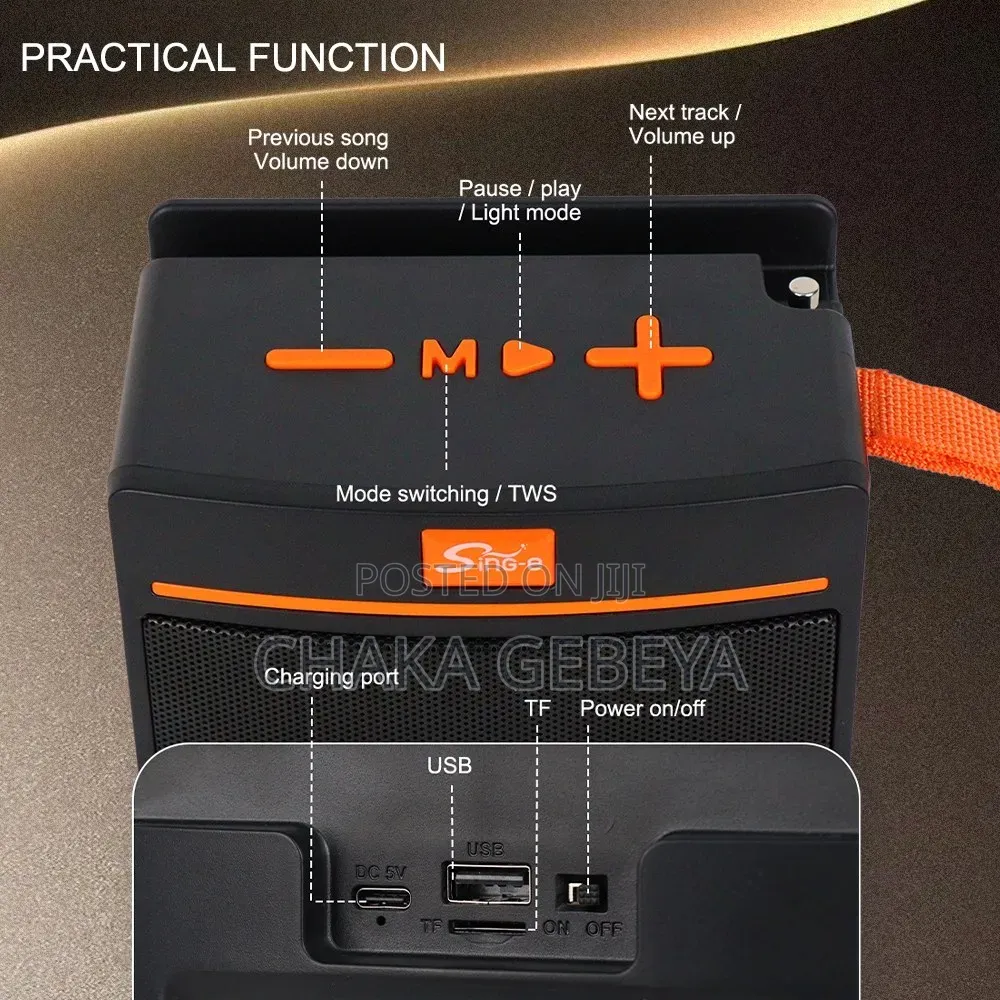 Portable Speaker With TWS, USB, TF Card – 2500mAh
