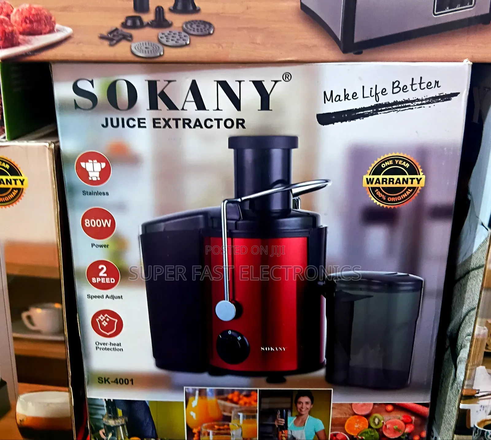 SOKANY Juice Extractor SK-4001 – 800W Stainless Steel Juicer, 2-Speed