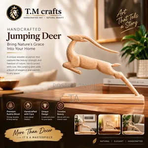 Handcrafted Jumping Deer Sculpture ቅርፃቅርፅ ቅርጻ ቅርጽ ቤት ሜድመቂያ