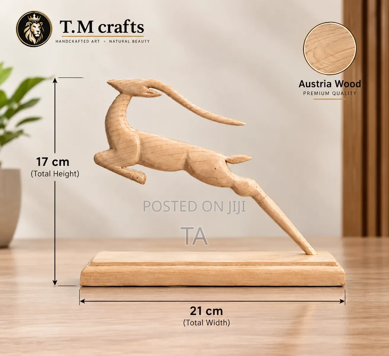 Handcrafted Jumping Deer Sculpture ቅርፃቅርፅ ቅርጻ ቅርጽ ቤት ሜድመቂያ