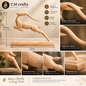 Handcrafted Jumping Deer Sculpture ቅርፃቅርፅ ቅርጻ ቅርጽ ቤት ሜድመቂያ