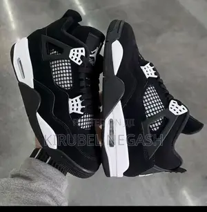 Jordan 4 Black White Sneakers – Classic Streetwear Style