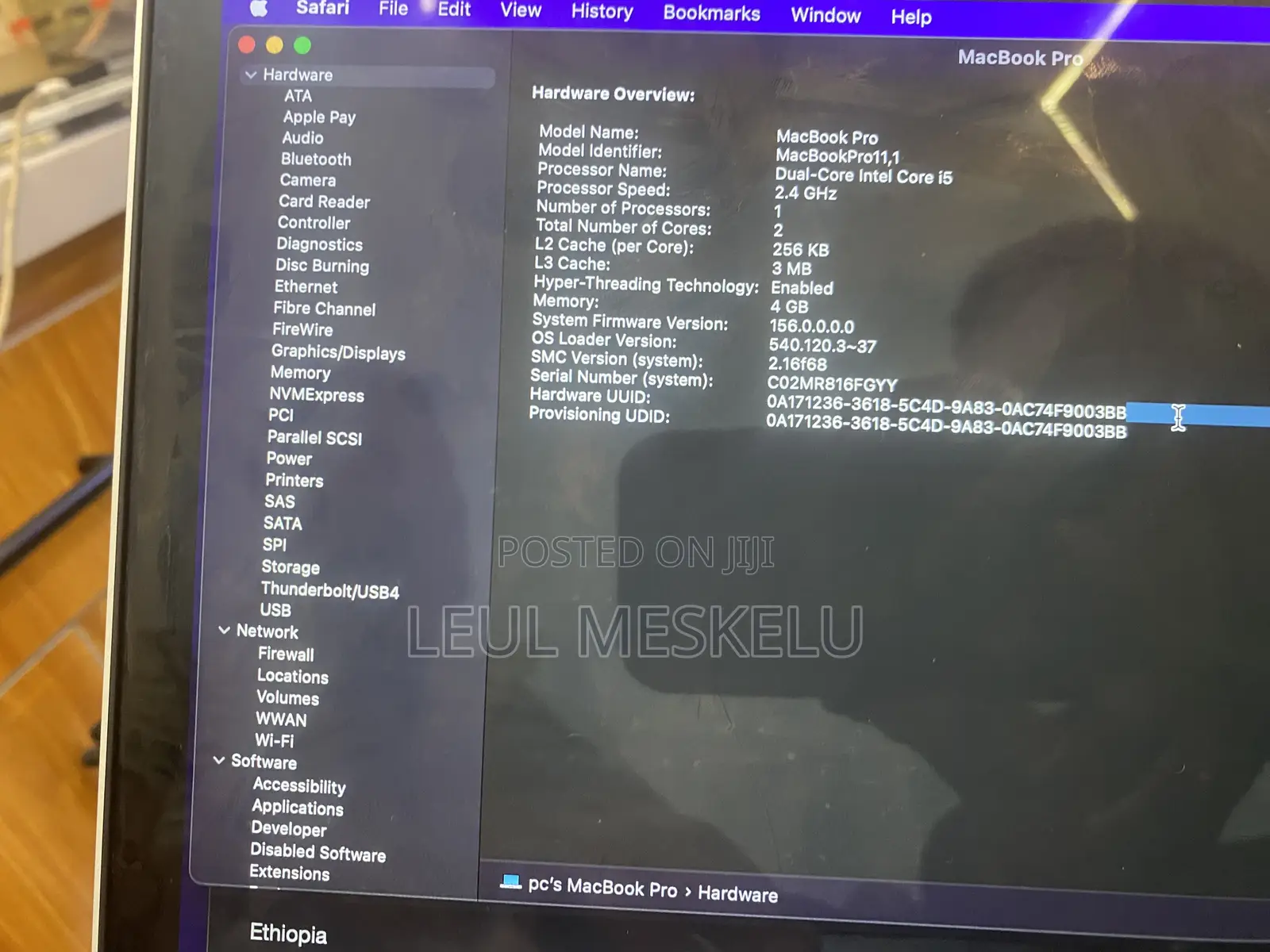 Laptop Apple MacBook Pro 2013 4GB Intel Core i5 SSD 128GB