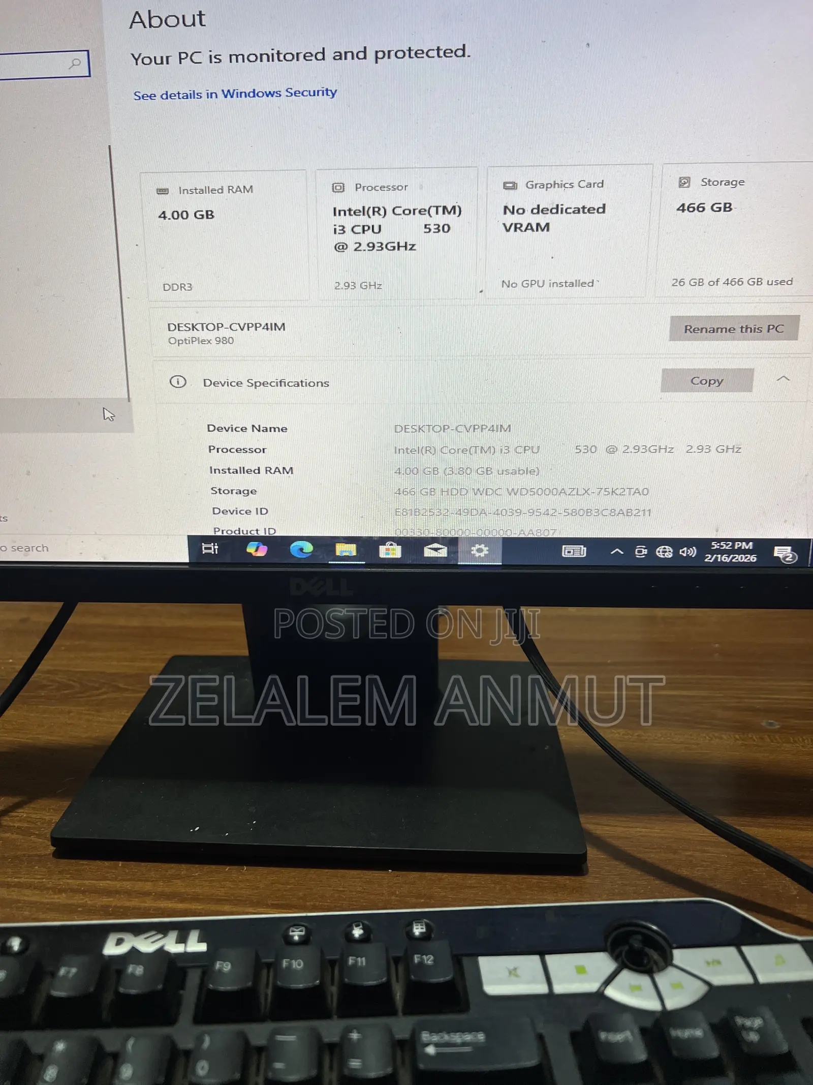 Desktop Computer Dell OptiPlex 9020 4GB Intel Core i3 HDD+SSD 500GB