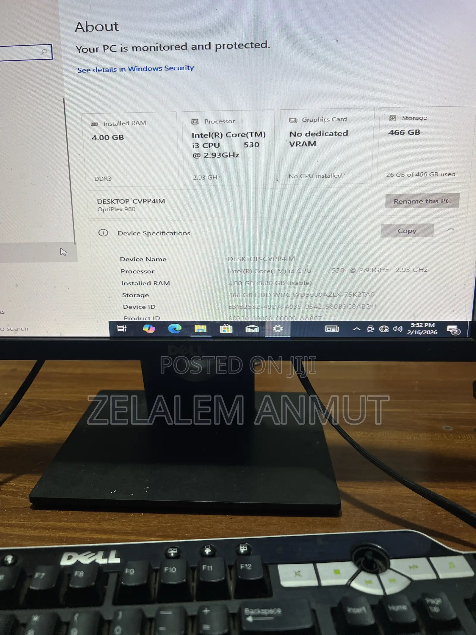 Desktop Computer Dell OptiPlex 9020 4GB Intel Core i3 HDD+SSD 500GB