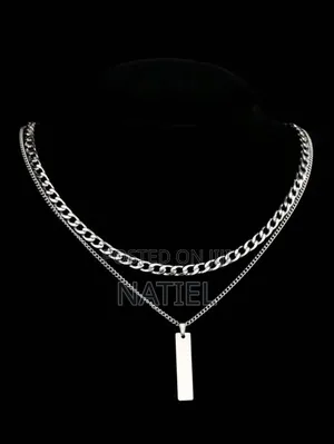 Silver-Tone Iced-Out Cuban Link Chain and Bracelet.