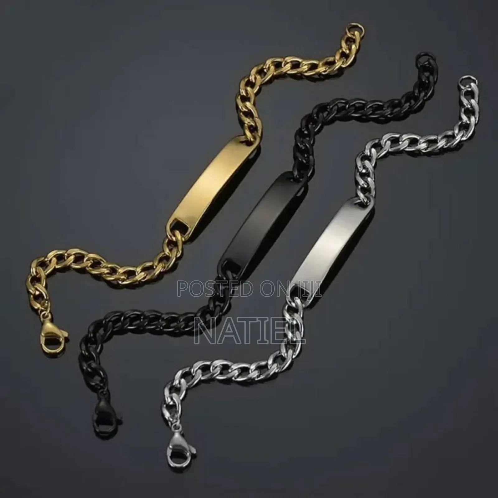 Silver-Tone Iced-Out Cuban Link Chain and Bracelet.