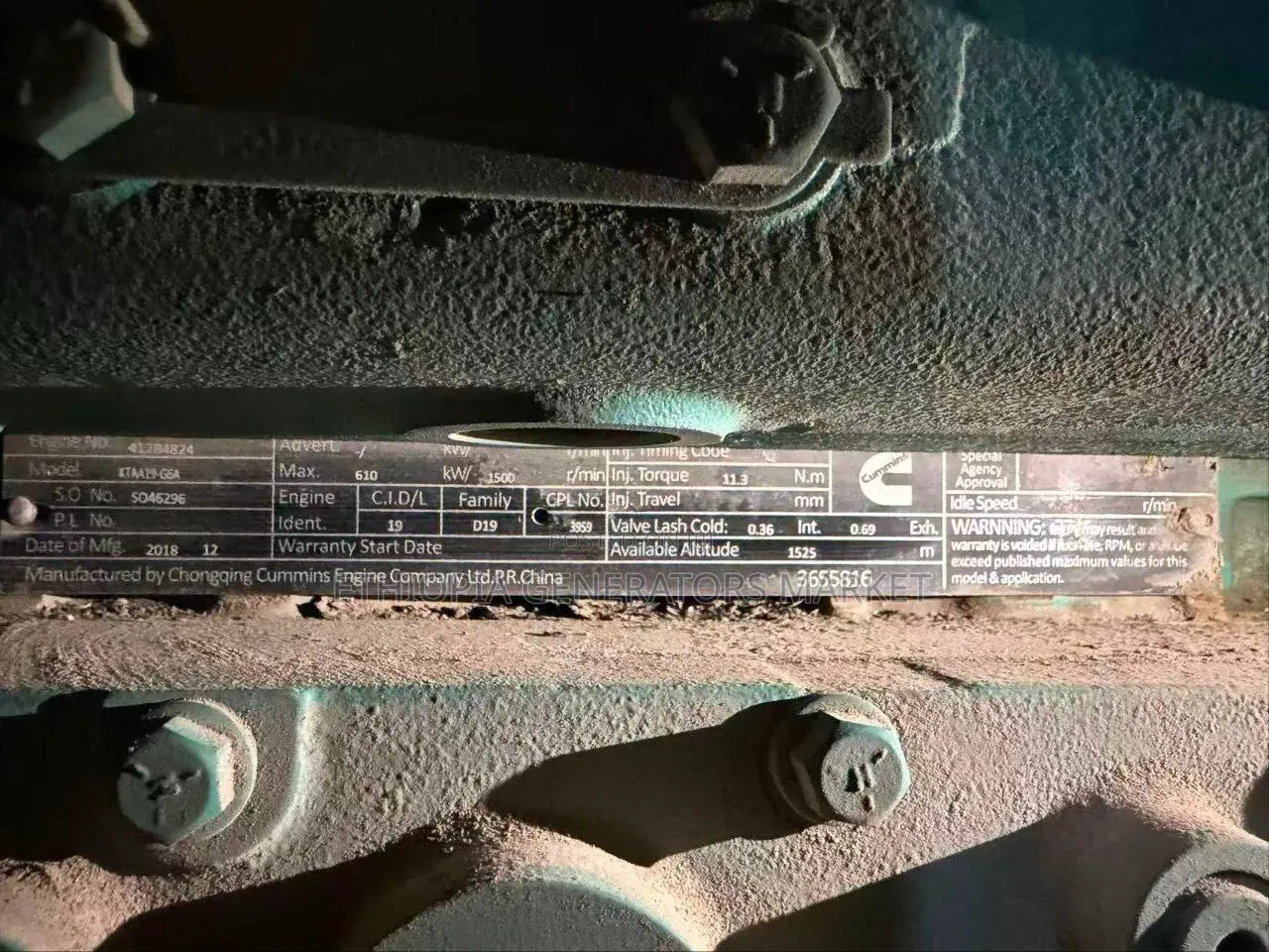 625kva Cummins Generator Open Type