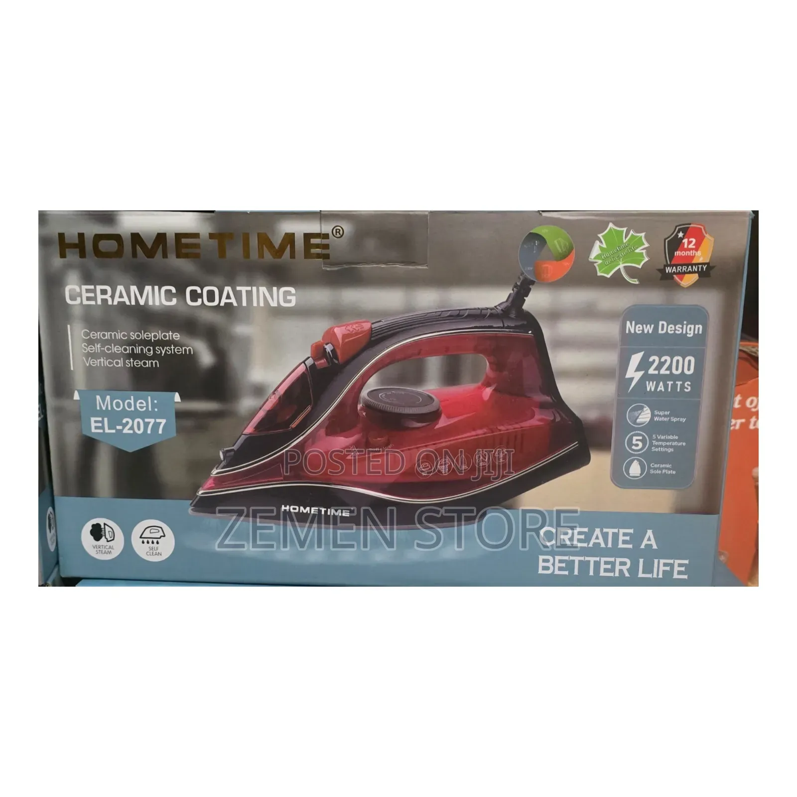 HOMETIME 2200W Ceramic Soleplate Steam Iron